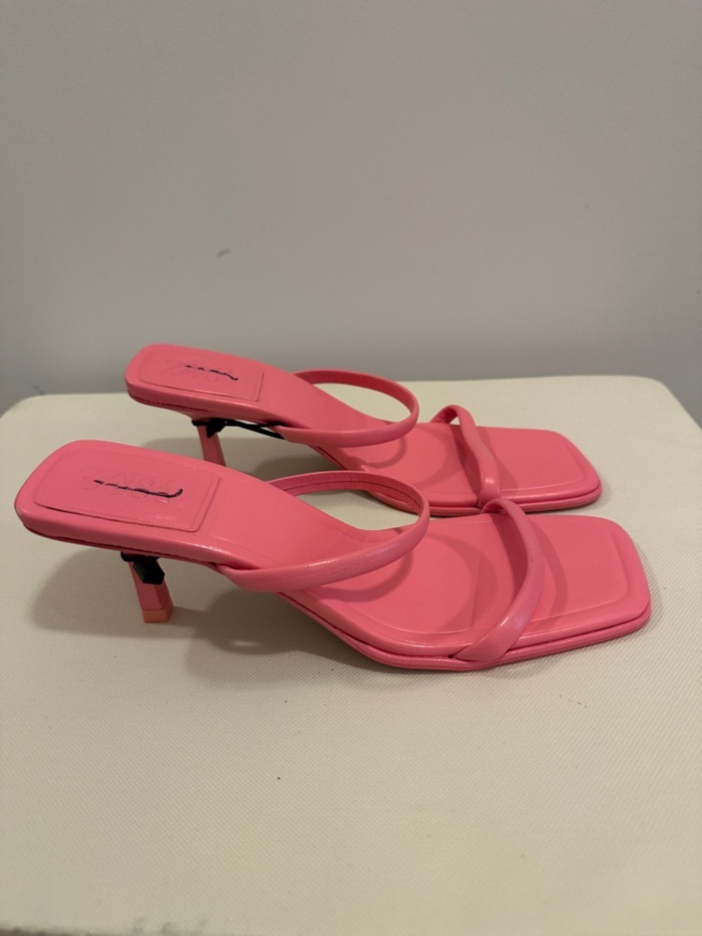 Zara Strappy Square-Toe Kitten Heel Sandals - Picture 2 of 9